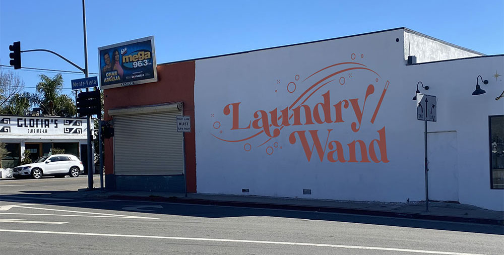 Laundry Wand - Logo painted on the side of the laundromat